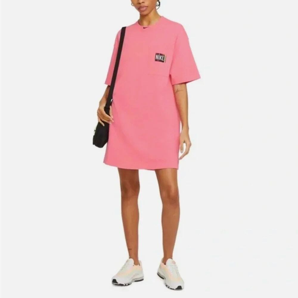 Nike Sportswear Retro 90s Washed TShirt Dress Sunset PulsePink Oversize Midi SzM